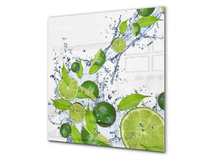 Glass kitchen splashback – Glass upstand BS09 Water splash Series: Lime Mint Water 1