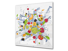 Glass kitchen splashback – Glass upstand BS09 Water splash Series: Fruits In Water
