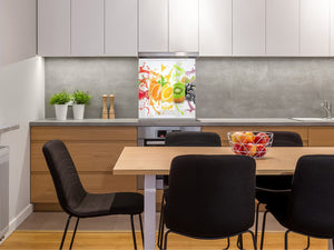 Aufkantung aus Hartglas – Glasrückwand – Rückwand für Küche und Bad BS09 Serie Wasserspritzer:  Fruit Juice