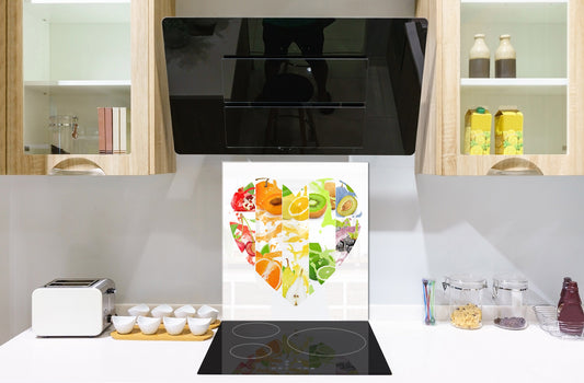 Glass kitchen splashback – Glass upstand BS09 Water splash Series: Heart Of Fruit