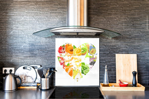 Glass kitchen splashback – Glass upstand BS09 Water splash Series: Heart Of Fruit