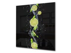 Glass kitchen splashback – Glass upstand BS09 Water splash Series: Lime In Water 4