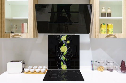Glass kitchen splashback – Glass upstand BS09 Water splash Series: Lime In Water 4