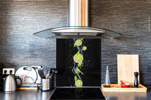 Aufkantung aus Hartglas – Glasrückwand – Rückwand für Küche und Bad BS09 Serie Wasserspritzer:  Lime In Water 4