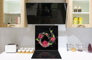 Aufkantung aus Hartglas – Glasrückwand – Rückwand für Küche und Bad BS09 Serie Wasserspritzer:  Raspberry In Water