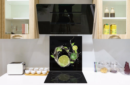 Glass kitchen splashback – Glass upstand BS09 Water splash Series: Lime In Water 5