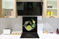 Glass kitchen splashback – Glass upstand BS09 Water splash Series: Lime In Water 5