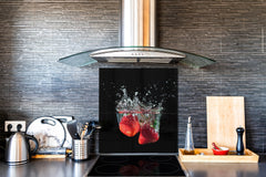 Glass kitchen splashback – Glass upstand BS09 Water splash Series: Strawberry In Water