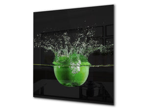 Glass kitchen splashback – Glass upstand BS09 Water splash Series: An Apple In The Cloud