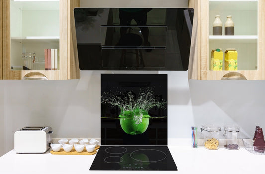 Glass kitchen splashback – Glass upstand BS09 Water splash Series: An Apple In The Cloud