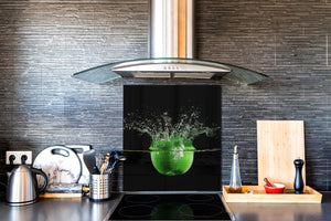 Glass kitchen splashback – Glass upstand BS09 Water splash Series: An Apple In The Cloud