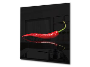 Art design Glass Upstand  BS10 Peppers Series: Paprika Black Background
