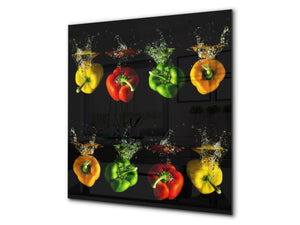 Frente de cocina de cristal templado BS10 Serie pimietos: Pimientos de colores