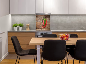 Elegante Hartglasrückwand – Glasrückwand für Küche – Glasaufkantung BS10 Serie Pfeffer:  Paprika Peper 1