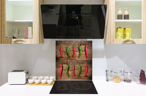 Frente de cocina de cristal templado BS10 Serie pimietos: Pimienta Verde