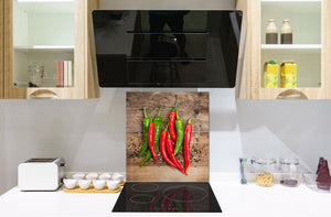 Art design Glass Upstand  BS10 Peppers Series: Green Pepper 3