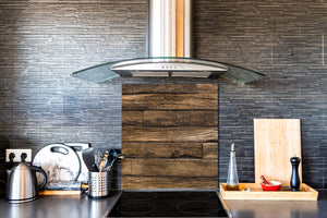 Panel de vidrio para cocinas antisalpicaduras de diseño – BS11 Serie Texturas madera y pared: Tablas de madera 1