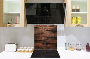 Einzigartiges Glas-Küchenpanel – Hartglas-Rückwand – Kunstdesign Glasaufkantung BS11 Holz- und Wandtexturen:  Wooden Boards 2