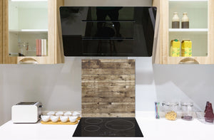 Einzigartiges Glas-Küchenpanel – Hartglas-Rückwand – Kunstdesign Glasaufkantung BS11 Holz- und Wandtexturen:  Wooden Boards 4