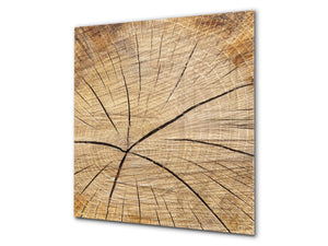 Einzigartiges Glas-Küchenpanel – Hartglas-Rückwand – Kunstdesign Glasaufkantung BS11 Holz- und Wandtexturen:  Wood Tree 1