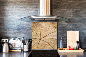 Panel de vidrio para cocinas antisalpicaduras de diseño – BS11 Serie Texturas madera y pared:  Árbol de madera