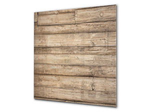 Einzigartiges Glas-Küchenpanel – Hartglas-Rückwand – Kunstdesign Glasaufkantung BS11 Holz- und Wandtexturen:  Wood Boards