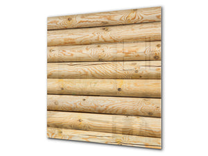 Glass kitchen backsplash –Photo backsplash BS11 Wood and wall textures Series: Tree Balls Wood 1