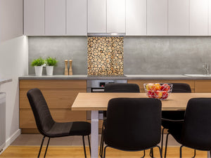 Panel de vidrio para cocinas antisalpicaduras de diseño – BS11 Serie Texturas madera y pared: Serie madera y pare Corte de madera