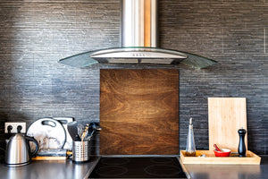 Einzigartiges Glas-Küchenpanel – Hartglas-Rückwand – Kunstdesign Glasaufkantung BS11 Holz- und Wandtexturen:  Raw Wood