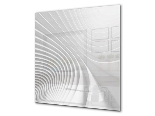 Toughened glass backsplash BS 12 White and grey textures Series: Geometry Abstraction 3