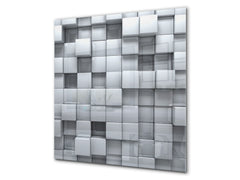 Toughened glass backsplash BS 12 White and grey textures Series: Geometry Squares 1
