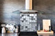 Toughened glass backsplash BS 12 White and grey textures Series: Geometry Squares 1