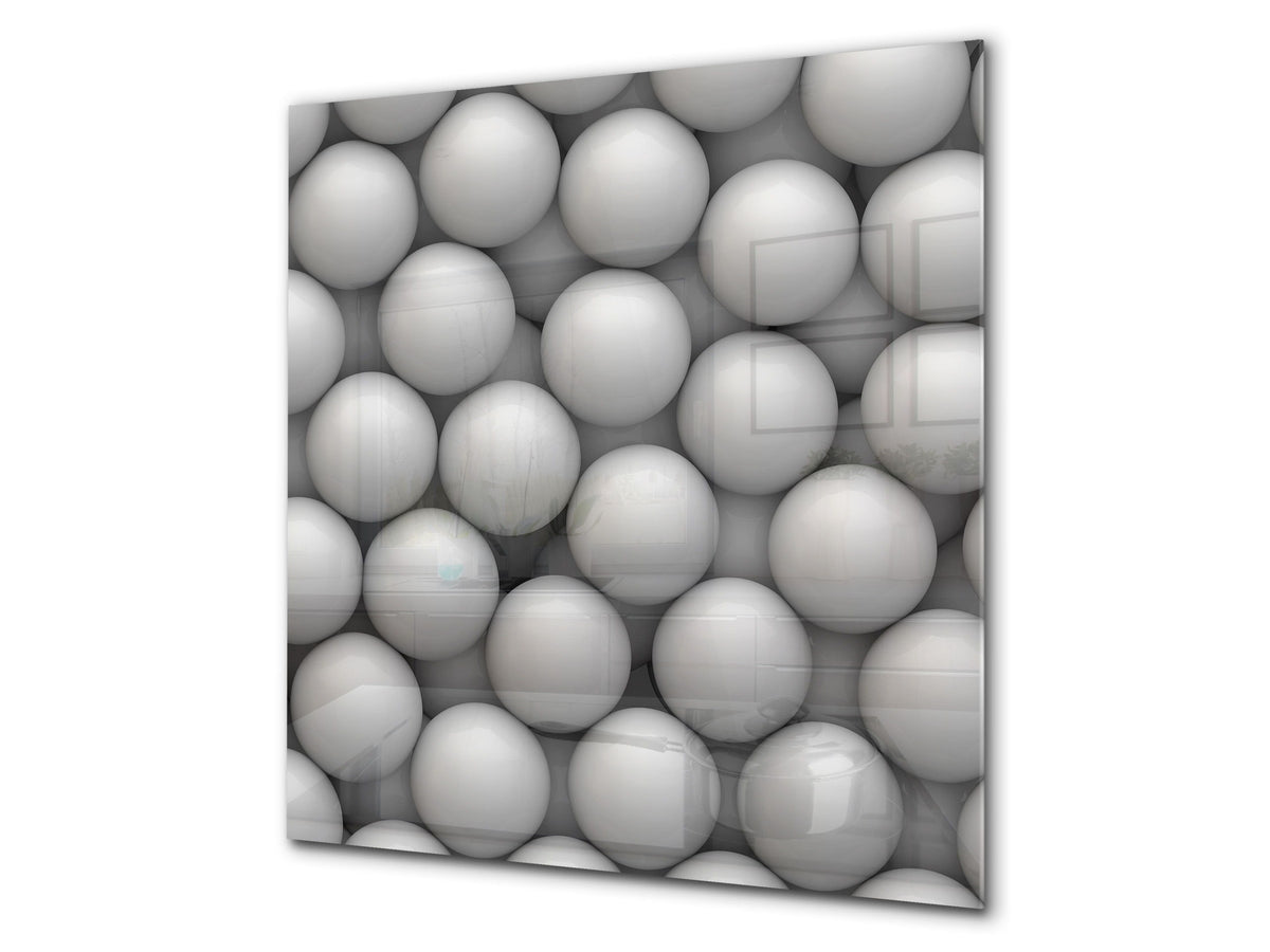 Toughened glass backsplash BS 12 White and grey textures Series: Circles Geometry