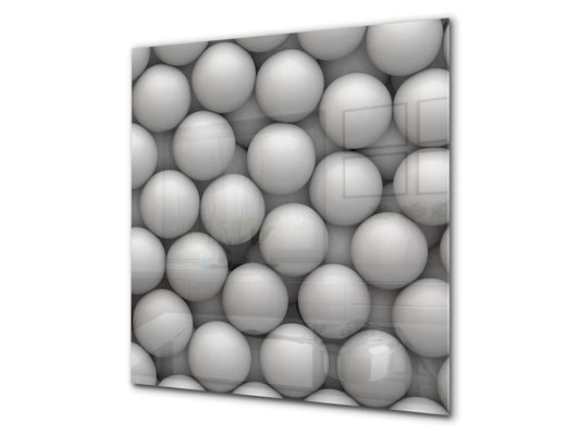 Toughened glass backsplash BS 12 White and grey textures Series: Circles Geometry
