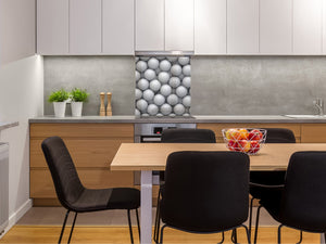 Toughened glass backsplash BS 12 White and grey textures Series: Circles Geometry