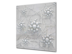 Toughened glass backsplash BS 12 White and grey textures Series: Geometry Abstraction 4