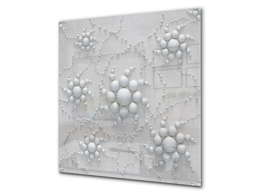 Toughened glass backsplash BS 12 White and grey textures Series: Geometry Abstraction 4