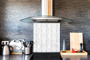 Toughened glass backsplash BS 12 White and grey textures Series: The Geometry Of The Rectangle