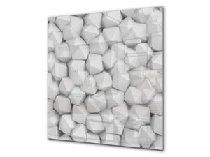 Toughened glass backsplash BS 12 White and grey textures Series: Geometry Squares 2