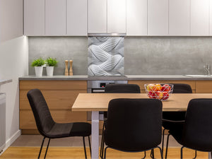 Toughened glass backsplash BS 12 White and grey textures Series: Design Geometry 2