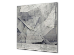 Glas Küchenrückwand – Hartglas-Rückwand – Foto-Rückwand BS12 Weiße und graue Texturen: Concrete Geometry 1