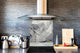 Toughened glass backsplash BS 12 White and grey textures Series: Concrete Geometry 1