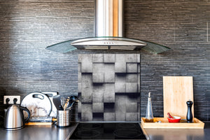 Glas Küchenrückwand – Hartglas-Rückwand – Foto-Rückwand BS12 Weiße und graue Texturen: Geometry Squares 3