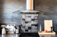 Toughened glass backsplash BS 12 White and grey textures Series: Geometry Squares 3