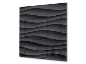 Toughened glass backsplash BS 12 White and grey textures Series: Wave Geometry 1