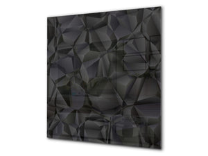 Toughened glass backsplash BS 12 White and grey textures Series: Wave Geometry 2