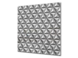 Paraschizzi vetro rinforzato – Paraspruzzi artistico stampato su vetro BS12 Trame bianche e grigi: Geometria Di Triangoli