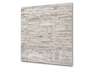 Panel de vidrio para cocinas antisalpicaduras de diseño – BS11 Serie Texturas madera y pared: Serie madera y pare Piedra crema