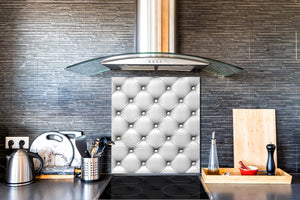 Toughened glass backsplash BS 12 White and grey textures Series: Gray Leather Texture