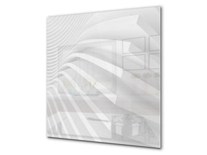 Paraschizzi vetro rinforzato – Paraspruzzi artistico stampato su vetro BS12 Trame bianche e grigi: Geometria Astrazione 6